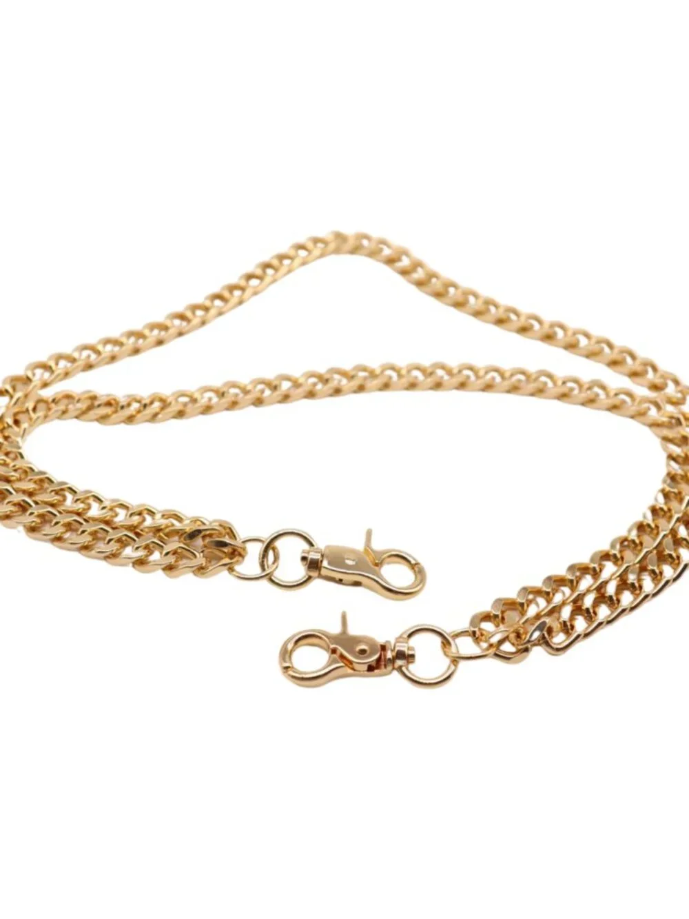 NEW Men Wallet Jeans Chain KeyChain Strong Gold Metal Links Biker 2 Strands